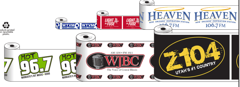 EventTape plastic roll banners printed for radio stations Hot 96.7, WJBC and Z104
