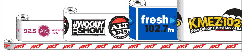 EventTape rolls printed for Air1, The Woody Show, ALT 104.9, Fresh 102.7 and KMEZ